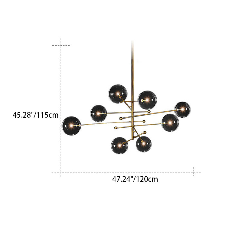 Modern Minimalist Ball Strip Metal Glass 6/8 Light Chandelier For Living Room