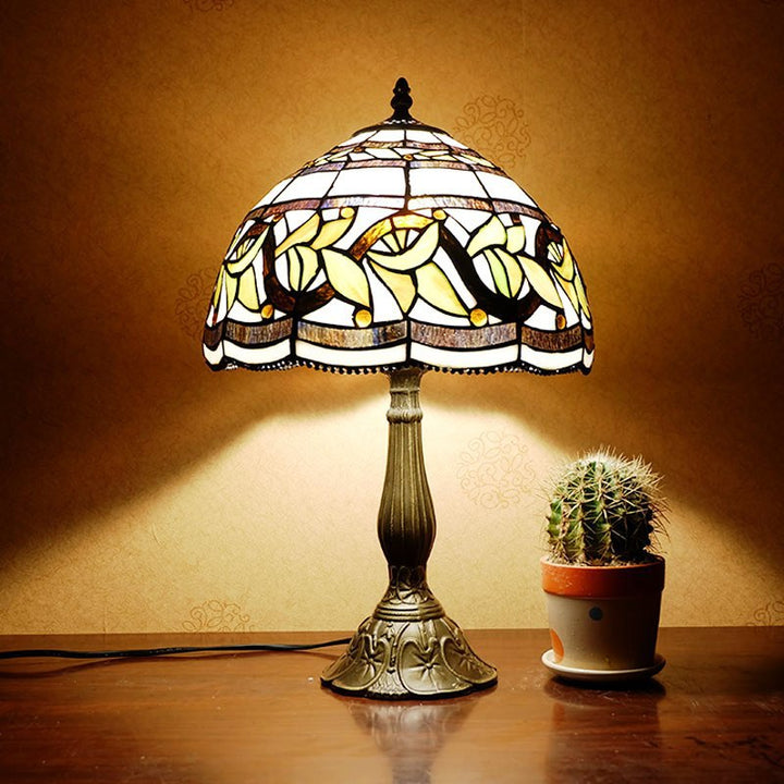 Lampe de table en alliage de verre Tiffany vintage européen à 1 lumière 