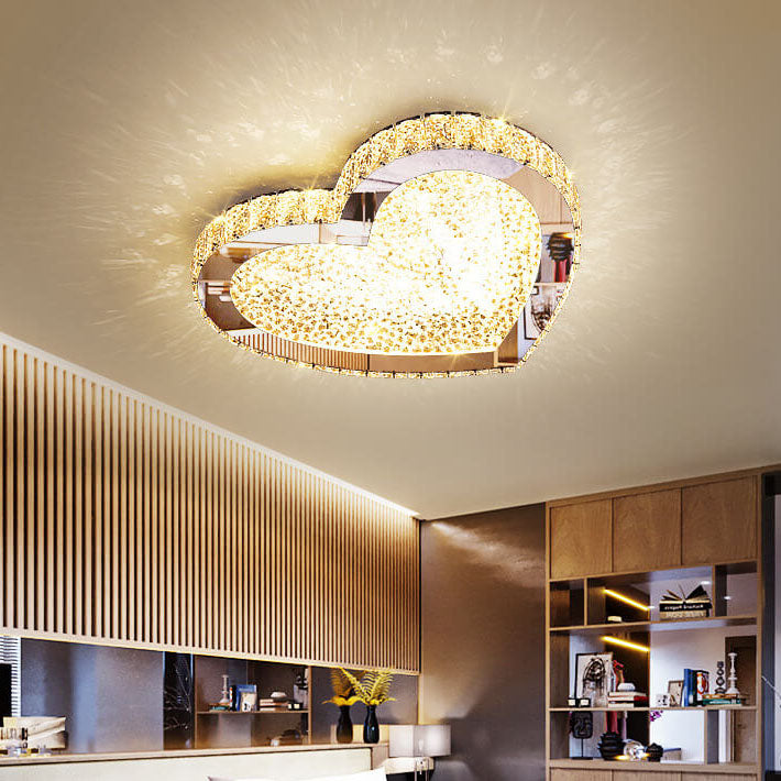 Lustre Plafonnier LED en Cristal en Acier Inoxydable Minimaliste Moderne 