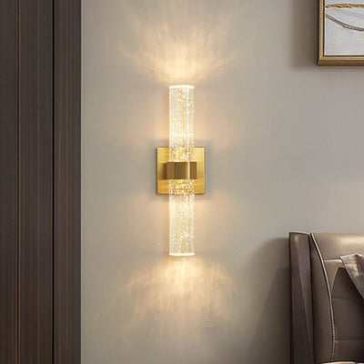 Contemporary Luxury Cylinder Aluminum Crystal LED Wall Sconce Lamp For Living Room