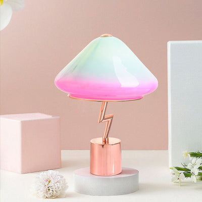 Lampe de table LED en verre, matériel créatif et moderne en forme de champignon coloré 