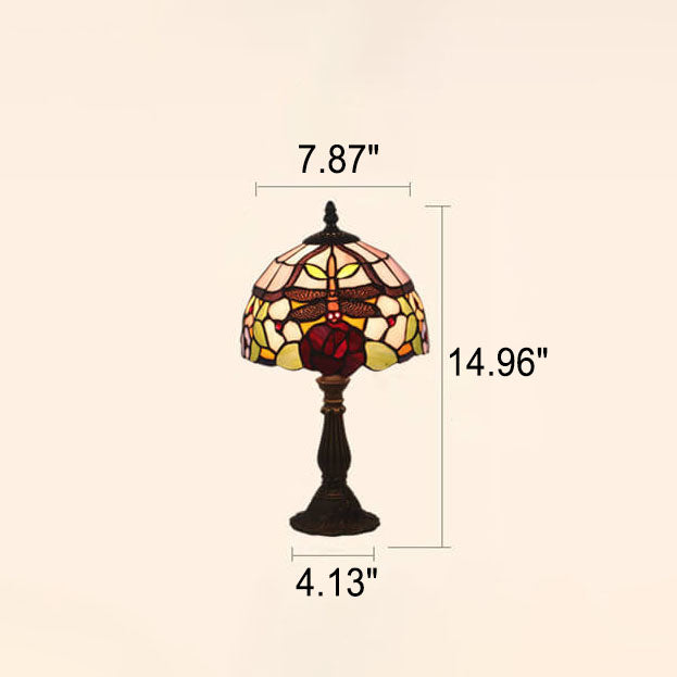 Lampe de Table 1 Lumière en Verre Tiffany Vintage Européen 