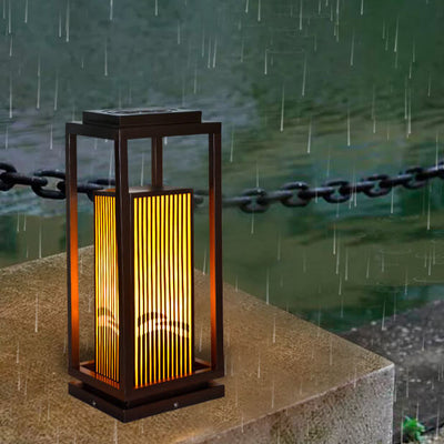 Modern Chinese Square Cage Outdoor Waterproof 1-Light Lawn Path Light