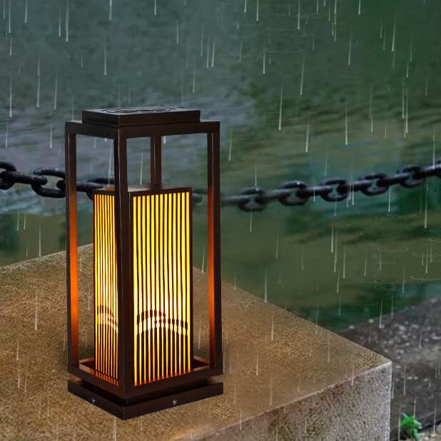 Modern Chinese Square Cage Outdoor Waterproof 1-Light Lawn Path Light