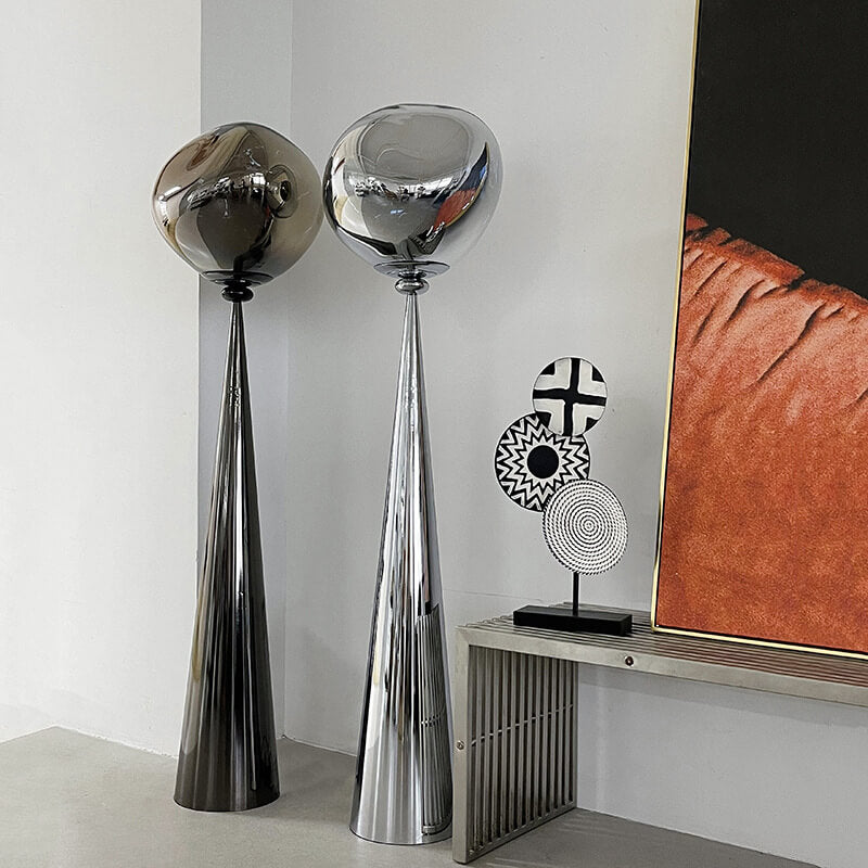 Italian Lava Acrylic Conical Electroplated Iron Base 1-Light Standing Floor Lamp