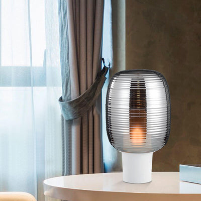 Lampe de table moderne minimaliste à rayures ovales en verre à 1 lumière 