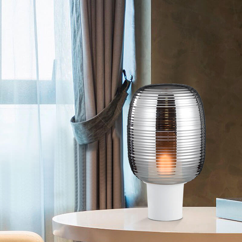 Lampe de table moderne minimaliste à rayures ovales en verre à 1 lumière 