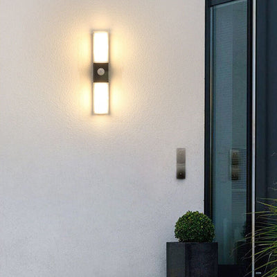 Modern Simple Rectangular Aluminum PC Induction Outdoor Waterproof LED Wall Sconce Lamp