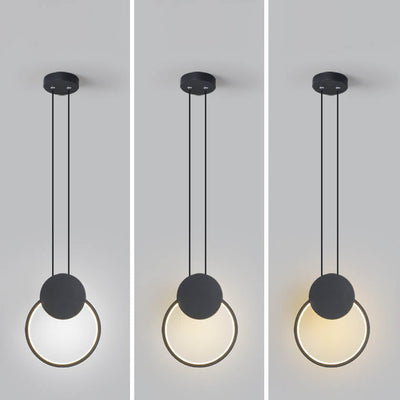 Modern Minimalist Iron Silicone Geometric Round Frame LED Pendant Light for Bedroom