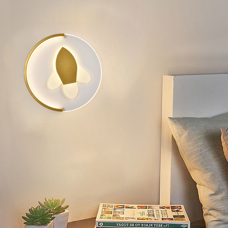 Modern Minimalist Round Flower Star Rocket Iron Acrylic Glass LED Wall Sconce Lamp
