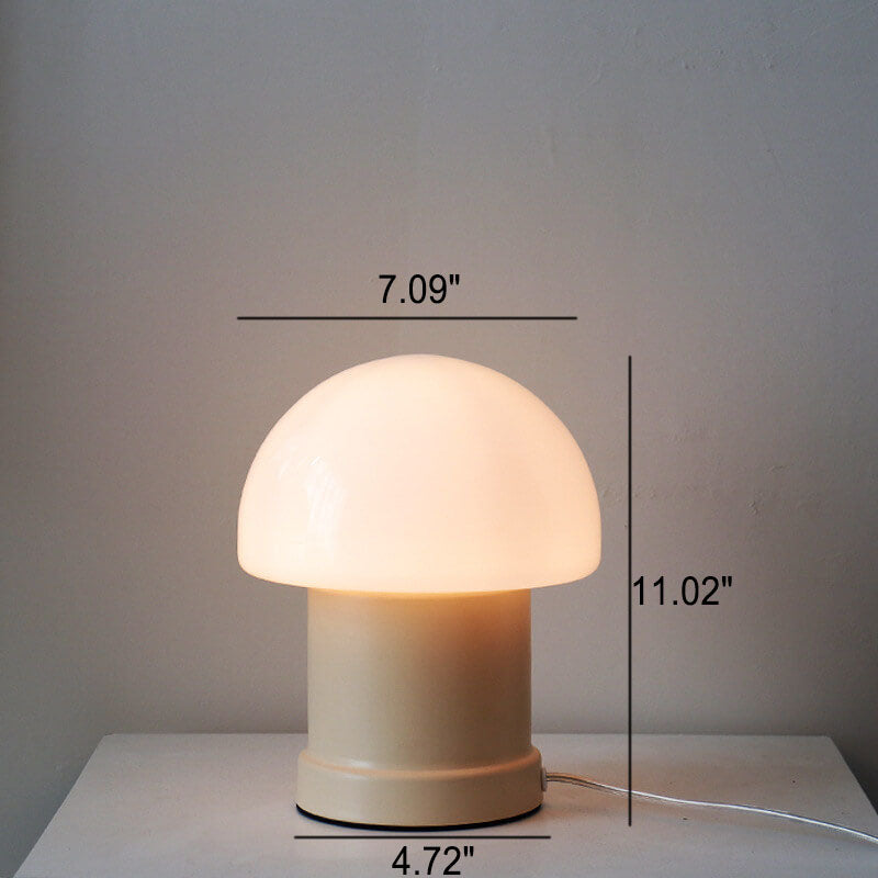 Lampe de table à une lumière en forme de colonne de champignon crème vintage 