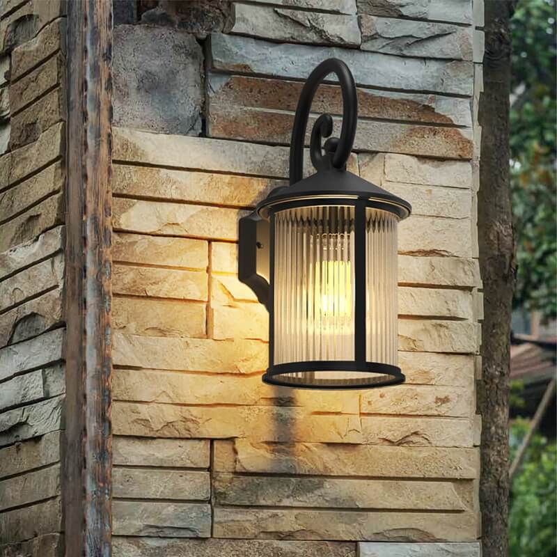 Modern Minimalist Glass Square 1-Light Outdoor Wall Sconce Lamp