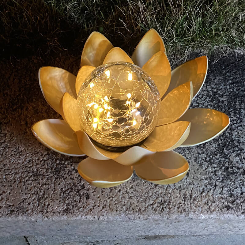 Solar Modern Glass Lotus LED Outdoor Landscape Light