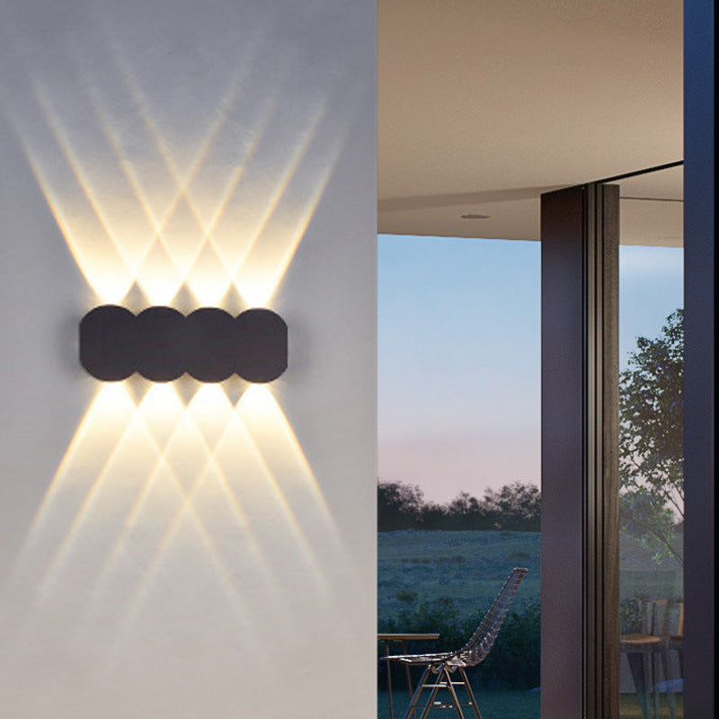 Modern Outdoor Round Geometric Up and Down Luminous Waterproof LED Wall Sconce Lamp