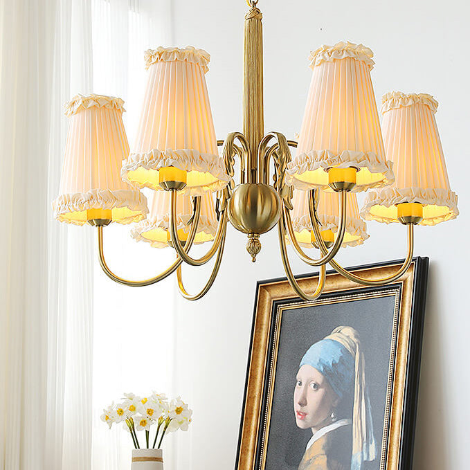 Abat-jour en tissu vintage français pour lustre à 4/6/8 lumières 