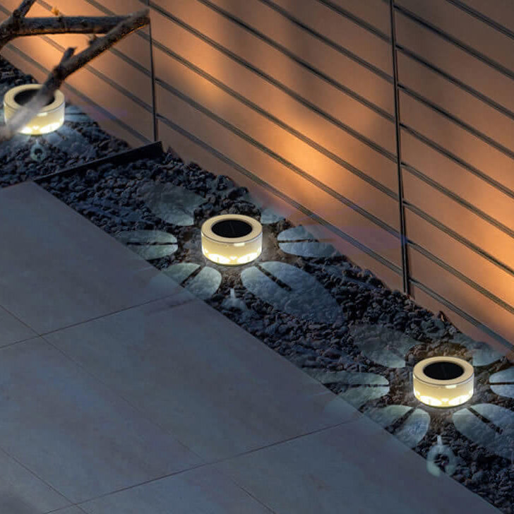 Lámpara Aplique de Pared Exterior LED Solar Redonda Impermeable de Acrílico Minimalista Moderna 