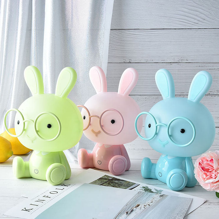 Lampe de table LED USB avec lumière de nuit, lapin créatif avec lunettes 