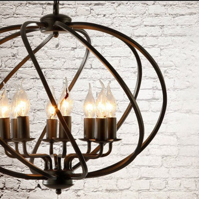 Retro Industrial Iron Candle Design 8-Licht-Kronleuchter 