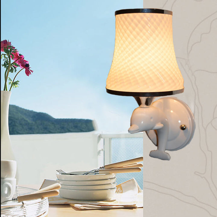 Diseño de decoración creativa de delfín de vidrio moderno 1-luz aplique de pared 