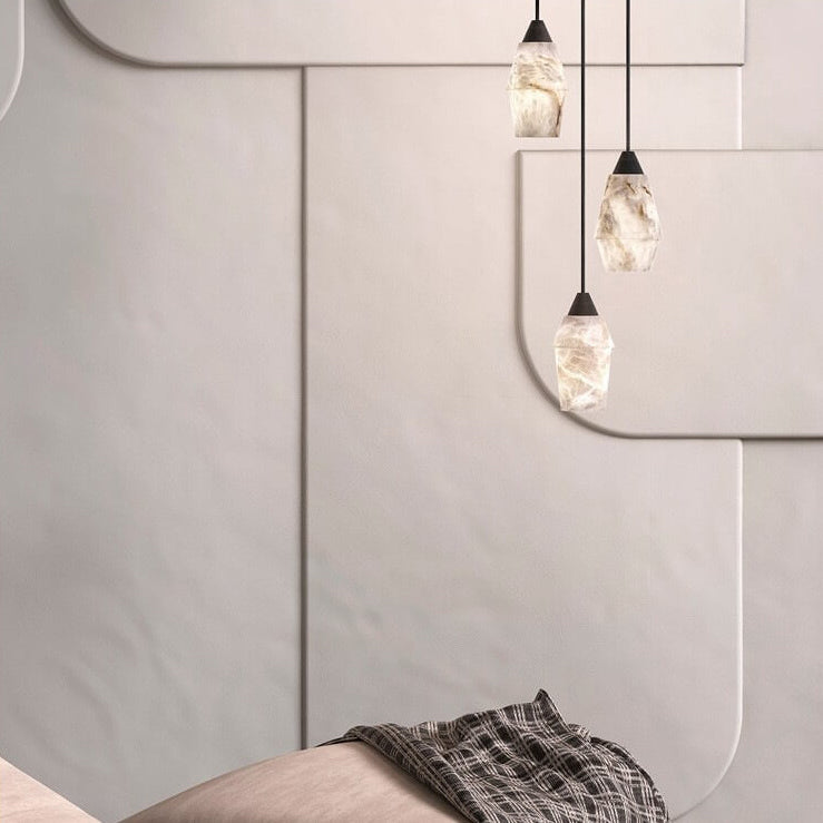 Modern Minimalist Full Copper Dolomite 1-Light Pendant Light