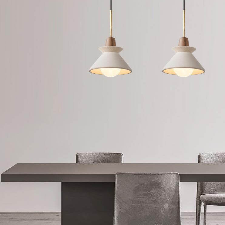 Nordic Minimalist White Cement 1-Light Tapered Pendant Light