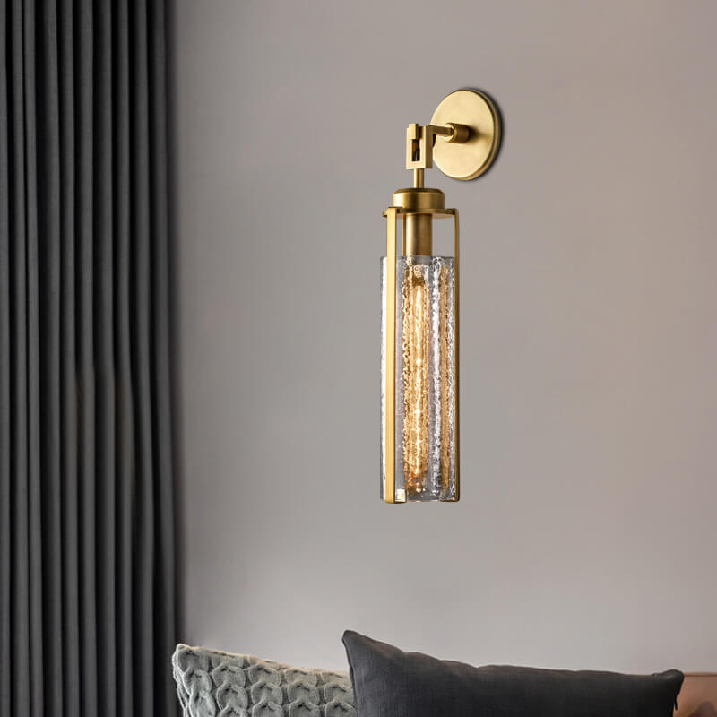 Aplique de pared de metal y vidrio de lujo ligero europeo con 1 luz 