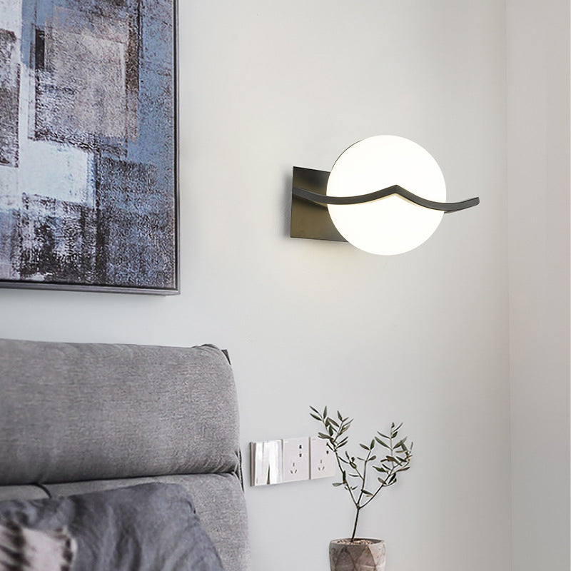 Modern Minimalist Glass Orb Iron Frame 1-Light Wall Sconce Lamp