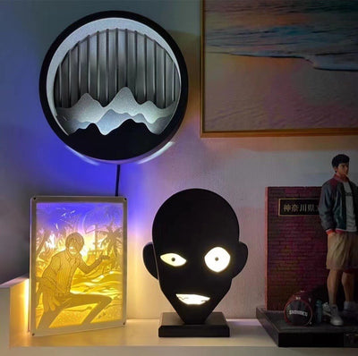 Moderne kreative Cartoon Conan Black USB wiederaufladbare LED-Nachtlicht-Tischlampe