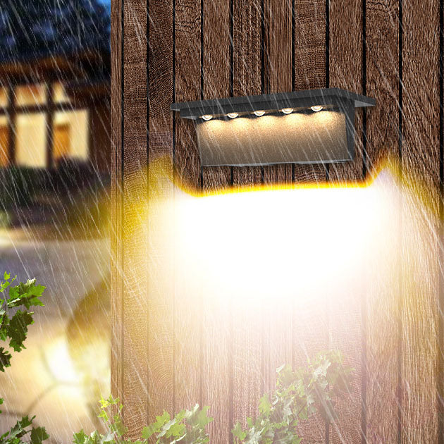 Modern Solar Step Geometry Outdoor Waterproof LED Patio Wall Sconce Lamp