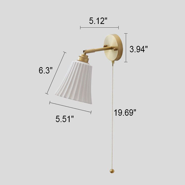 Modern Minimal Brass Ceramic 1-Light Wall Sconce Lamp
