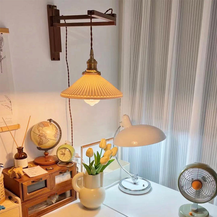 Lámpara de Aplique de Pared Plegable de Cerámica Telescópica Retro de 1 Luz 