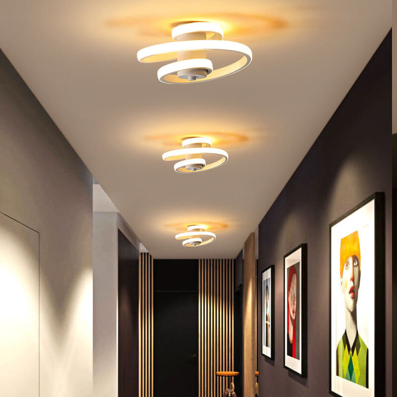 Nordic Minimalist Aluminum Ribbon Spiral Design LED Flush Mount Light