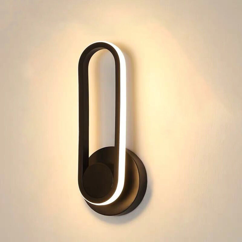 Contemporary Simplicity Iron Oval Ring Rotatable LED Wall Sconce Lamp For Bedroom