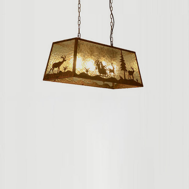 Industrieller Vintage-Wasser-Muster-Glas-Elch-Schlitten-Design 1/4 Licht-Kronleuchter 