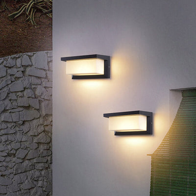 Lámpara Apliqué de Pared Exterior Moderna Minimalista Solar Rectangular PC LED Para Patio Exterior 