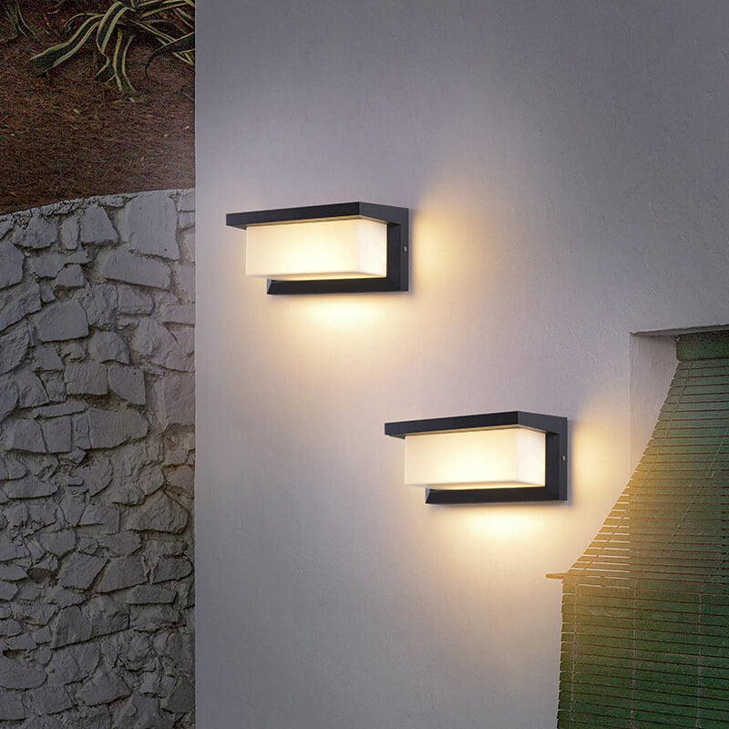 Lámpara Apliqué de Pared Exterior Moderna Minimalista Solar Rectangular PC LED Para Patio Exterior 