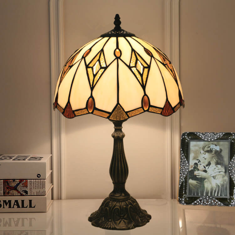 Lampe de Table à 1 Lumière en Verre Tiffany Baroque Gems Dome 