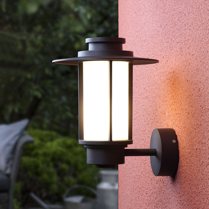 Modern Minimalist Waterproof Coffee Cylinder Lantern 1-Light Patio Landscape Light For Outdoor