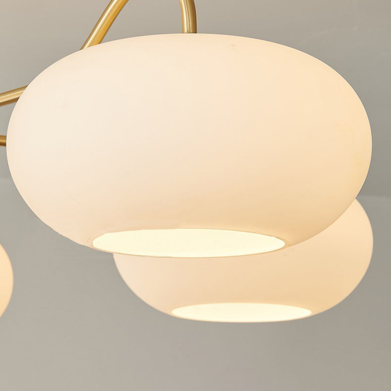 Traditioneller Vintage-Kronleuchter mit Messingrahmen und Persimmon-Glasschirm, 3/5/8 Lichter, für Wohnzimmer 