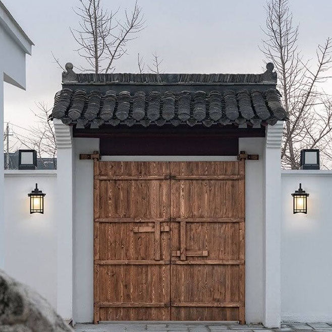 Moderne wasserdichte Solar-Aluminium-Wandleuchte in chinesischer Pavillonform mit 1 Licht 