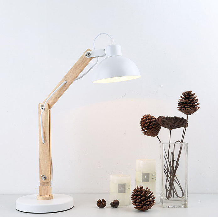 European Classical Collapsible Wooden Iron 1-Light Table Lamp