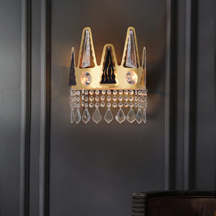 Lampe murale moderne en fer forgé à 1 lumière en forme de couronne de luxe 
