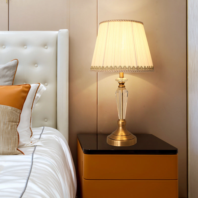 Lampe de table européenne minimaliste en tissu cristal à 1 lumière 