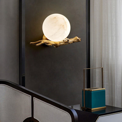 Creative Luxury Brass Lucite Tree Branch 1-Light Wall Sconce Lamp