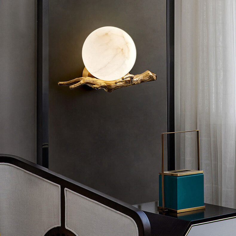 Creative Luxury Brass Lucite Tree Branch 1-Light Wall Sconce Lamp