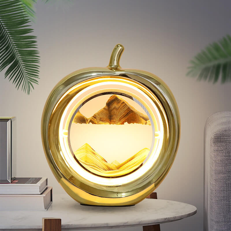 Lampe de table LED ambiante décorative avec peinture de sable mouvant Creative Apple 
