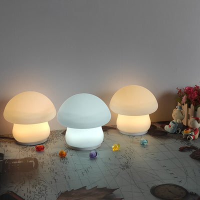Lámpara de Mesa LED de Luz Nocturna de Silicona Pura Blanca de Champiñón Moderno 