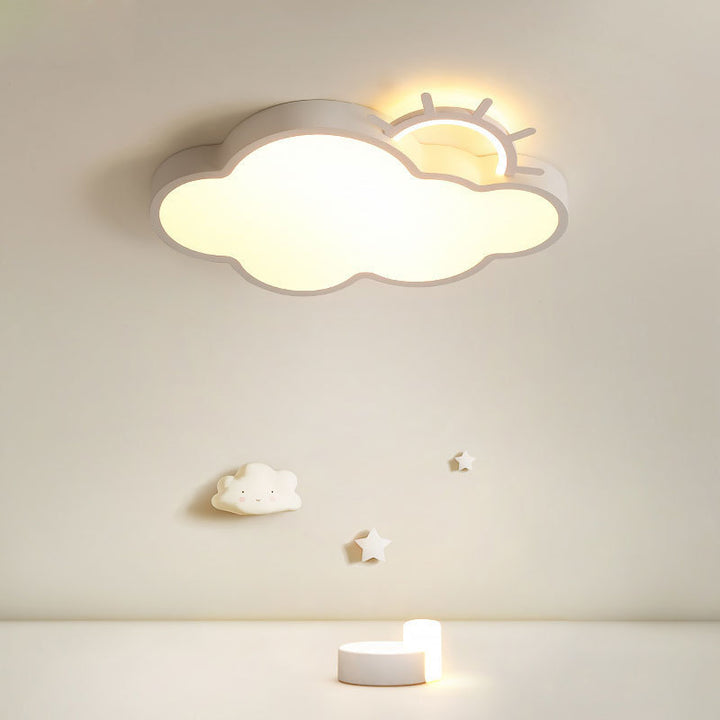 Zeitgenössische nordische wolkige Sonne Acryl Eisen LED Kinder Deckenleuchte zur Deckenmontage für Wohnzimmer und Schlafzimmer 