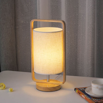 Modern Minimalist Wood Cloth Portable LED Night Light Table Lamp