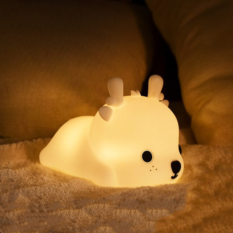 Lampe de table en forme de cerf créative en silicone LED avec chargement USB 